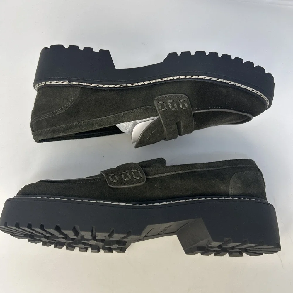 Calvin Klein Suzie Women's Penny Loafers Suede Lug Sole Dark Green Size 6M NIB
